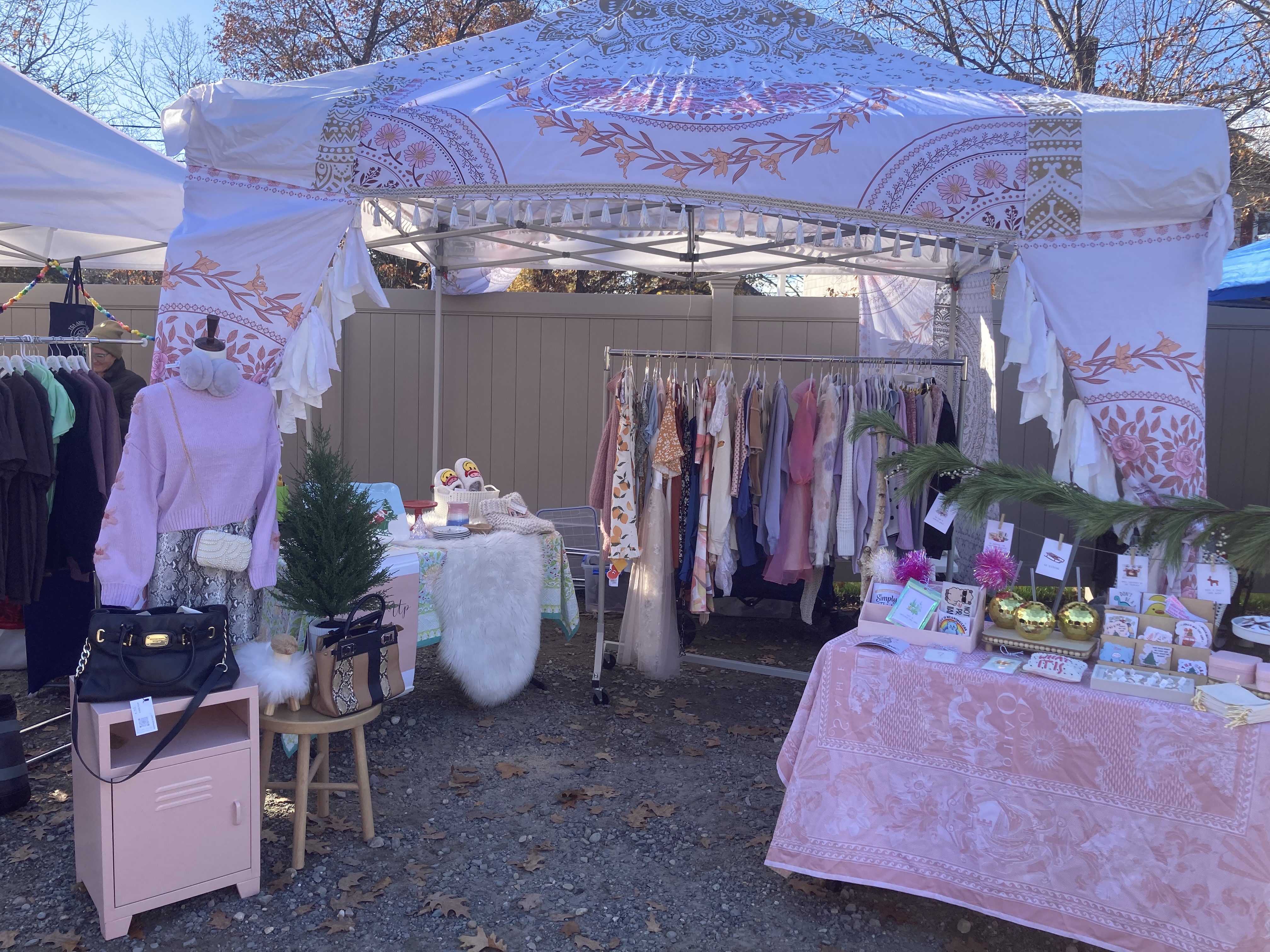 Pop-up racks and displays with curated clothing