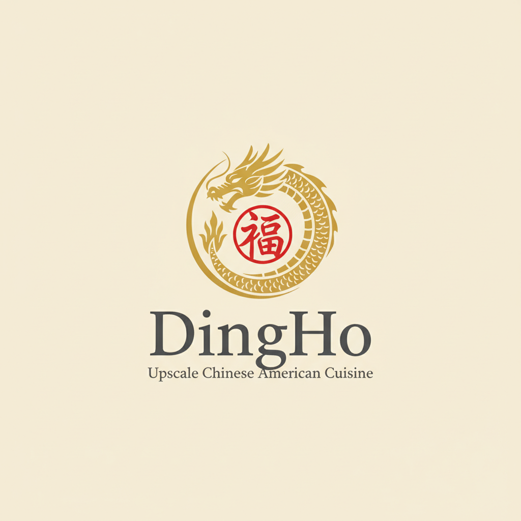 DingHo restaurant logo featuring a golden dragon