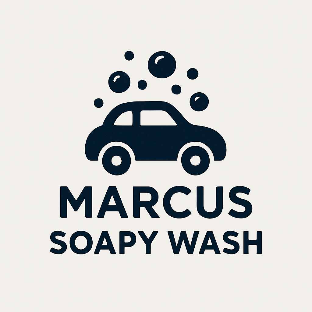 Marcus Soapy Wash logo featuring a car with soap bubbles